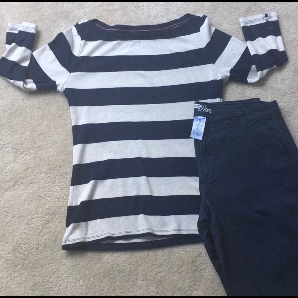 Gap Super Soft Navy Stripe Shirt - Picture 1 of 2